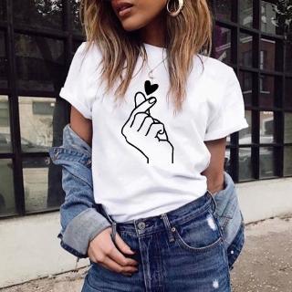 ZW nueva llegada de las mujeres camiseta gráfica amor mano divertido verano Tops camiseta Femme Hipster camiseta