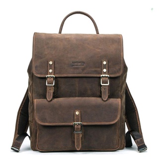 pla Vintage hombres de cuero genuino mochila de viaje mochila de gran capacidad adolescente estudiante Bookbag portátil Daypack
