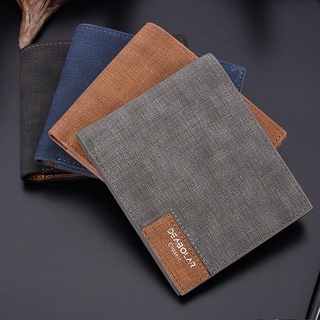 Alta calidad corto estilo Casual de cuero suave de lona cartera de tela bolso para los hombres