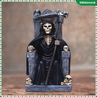 [xmakmxvk] Halloween Western Throne Death Figurine Statue Resin Crafts Sculptures Garden Horror Decoration Indoor Outdoor Lawn