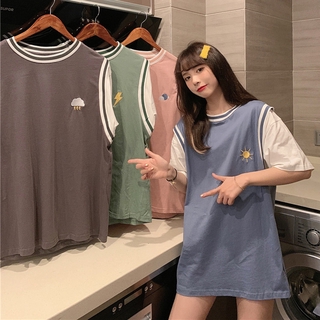 2021 primavera otoño nueva ropa algodón clima bordado manga corta T-shirt mujer ropa blusa estilo Lengan Pendek Jersi suelto Baju Tops