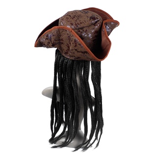 buen halloween pirata capitán sombrero fiesta disfraz tocado trenza peluca gorra cosplay props decoración accesorios para adultos