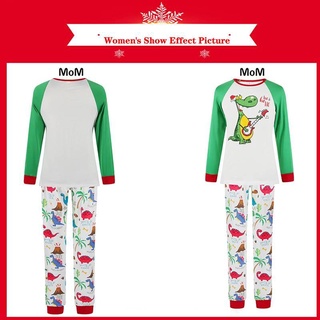 Navidad familia coincidencia pijamas conjuntos de dibujos animados dinosaurio impresión ropa de dormir papá mamá conjunto bebé mameluco de la familia coincidencia de ropa (4)