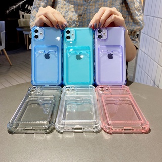 iPhone case 11 X XR XS MAX 7 7plus 8 8plus 12 11promax shockproof crystal clear casing with card slot tpu transparent phone cover