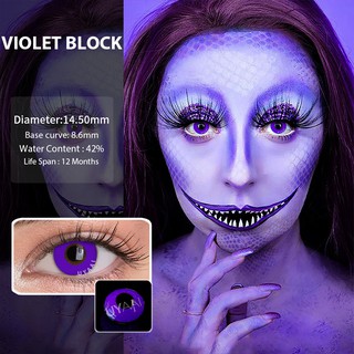 uayyi/lentes de color para ojos belleza halloween cosplay círculo bloque 2 piezas/par lentes de contacto cosméticos azules anuales para ojos