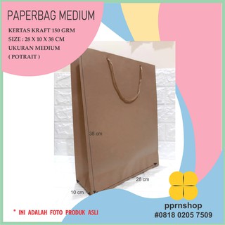 Bolsa de papel KRAFT liso 28 X 38 (12 piezas)/bolsa de papel KRAFT/bolsa de compras de papel