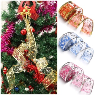 PESCA 2m Fashion Tinsel Hanging Decorations Christmas Hangs Xmas Tree Ornaments Festival Holiday Party DIY Home Decor Gifts Ribbon/Multicolor (8)