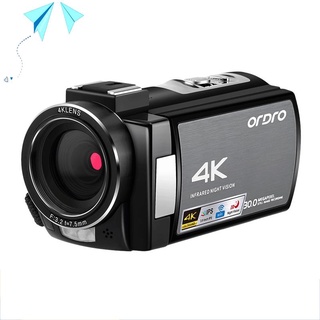 ordro 4k hd cámara de vídeo ae8 ips pantalla de prensa electrónica estabilización de imagen infrarroja visión nocturna