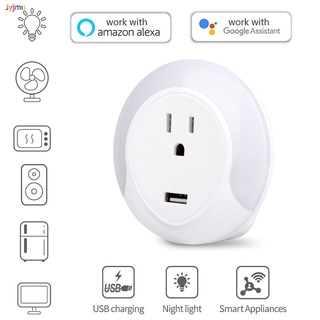 * Tuya Smart Life WiFi Socket Con Luz De Noche LED Enchufe Inteligente Control De Voz Para Alexa Google Home rdyjmu