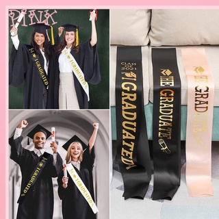 PINK1 Gift 2021 Graduation Sash Etiquette Belt Party Supplies Graduated Satin Gold Glitter Letter Dance Performance New Unisex Celebration Photo Props