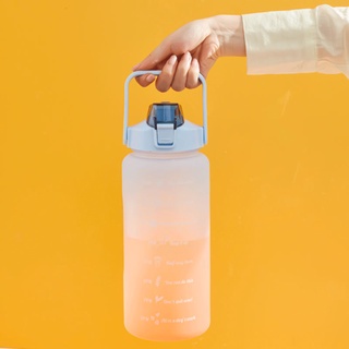 Botella De Paja De 2 L Con Gran Capacidad De Agua Degradado De Color Mate De Plástico Resistente A Caídas (2)