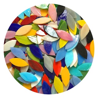 100 piezas de mosaico de pétalos de colores mezclados para manualidades, coloridas piezas de mosaico de colores para proyectos de mosaico, azulejos de mosaico de hojas