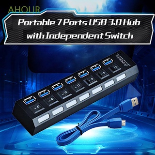 AHOUR Black Adapter 7 Port Computer Accessories USB Splitter High-speed USB Hub 2.0 4 Port USB Hub 3.0 Connecter