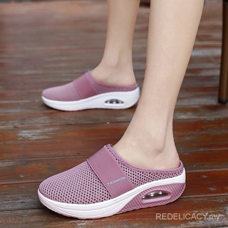 Verano de las mujeres zapatillas hueco cojín de aire Slip-On zapatos ortopédicos diabético caminar zapatos de malla transpirable diapositivas