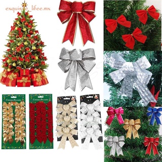 venta caliente decoraciones navideñas 12pcs bonito oro bowknots adorno de navidad árbol de navidad fiesta adorno de año nuevo decoración
