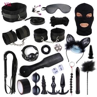 YSL Erotic Bondage Set Anal Plug Vibrator Handcuffs Collar Flirt Fetish Bdsm SM Toy
