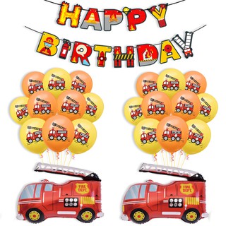 Bombero cumpleaños tema decoración de los niños camión de bomberos decoraciones temáticas camión de bomberos globos bandera camión de bomberos decoraciones temáticas (4)