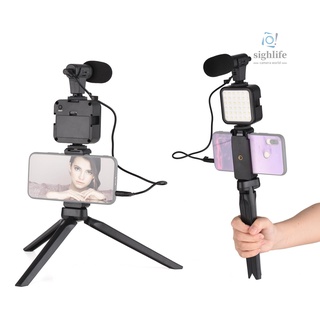 Kit De Mini Led De disparo De silf 6/Vlog+micrófono Condensador cardioide+celular extensible+clip+tripié con 3 Lev (9)