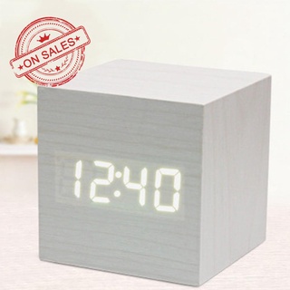 Reloj De madera digital Led Despertador De madera brillo Retro decoración De escritorio función De control De escritorio De Voz F6I6