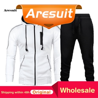 [Aresuit] Outfit Sportswear Set Hooded Sweatshirts Ankle Tied Pants Warm for Sports