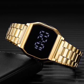 jam tangan digital led luz de noche electrónica pantalla táctil relojes deportivos unisex casual simple oro rosa lujo reloj de pulsera par relojes diseño de marca