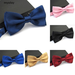 Myoloy Men Satin Bowtie Classic Wedding Party Bow Tie Solid Color Adjustable Necktie MX