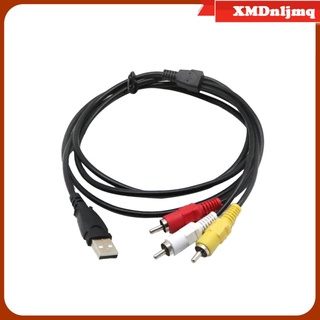 [nljmq] cable usb a a 3rca, 1,5 m/5 pies usb macho a 3 rca macho jack divisor de audio video av compuesto cable adaptador para (2)