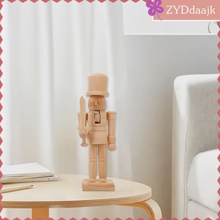 Wood Nutcracker Figurines, Mini 20.5cm/8.07in Soldier Doll Unpainted, Unfinished Wood Nutcracker for New Year Gift