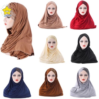 CARINO1 Señoras Pañuelo Mujeres Malasia musulmán hijab Gorra de turbante Sombrero de Baotou Nuevo Seda de la leche Bufanda de costura Lentejuela/Multicolor