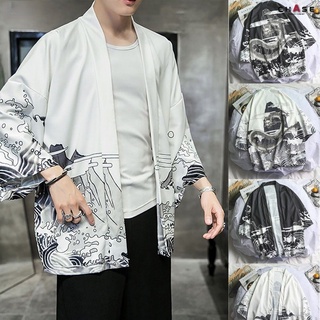 [CHASE] Kimono cárdigan de moda para hombre/camiseta con estampado de gran tamaño