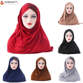 MIBEAUTY Nuevo Pañuelo Sombrero de Baotou Malasia musulmán hijab Gorra de turbante Mujeres Señoras Seda de la leche Bufanda de costura Lentejuela/Multicolor