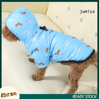 DSP invierno Teddy con capucha acolchado abrigo cachorro dibujos animados patrón impermeable perro ropa