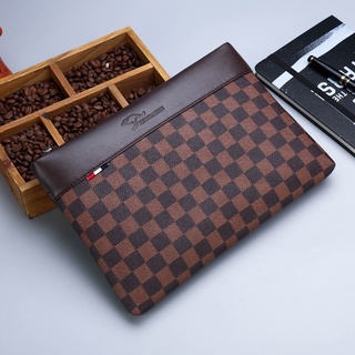 Nuevo bolso de mano a cuadros para hombre, bolso de negocios, maletín, bolso para teléfono móvil de estilo coreano, sobre, paquete (1)