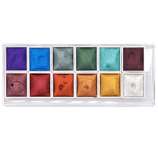 12 colores metálicos purpurina suministros de arte para artistas acuarela conjunto de pintura ☆YxBestmall (4)