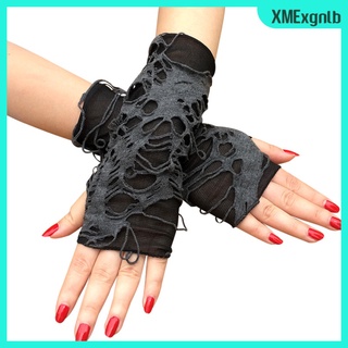 [xmexgnlb] guantes punk negro sin dedos para mujer/guantes de rock/calentadores de cosplay/disfraz