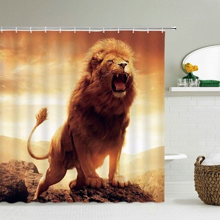 Animales cortinas de ducha impreso 3d león tigre gato baño impermeable cortina de baño con ganchos para decoración del hogar cortina de ducha