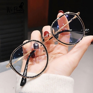 We Flower lentes con marco cuadrado de oro negro para mujer/niña/lentes transparentes