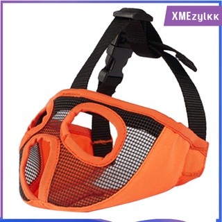 [XMEZYLKK] Short Snout Dog Muzzle- Adjustable Breathable Mesh Bulldog Muzzle for Biting Chewing Barking Training Dog Mask, Orange