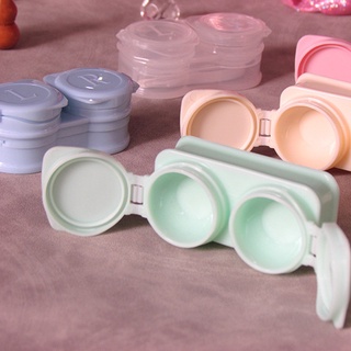 🍎OKDEALS🍎 caja de lentes de contacto de plástico al aire libre con pinzas de succión de la lente de contacto caso portátil de Color caramelo mujeres hombres gafas accesorios contenedor de almacenamiento (3)