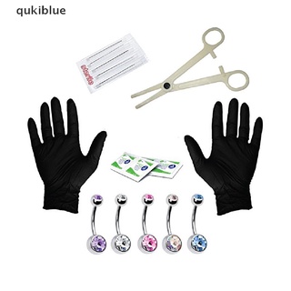qukiblue 1 juego de piercings profesionales de ombligo kit de herramientas de acero inoxidable anillo de vientre lengua mx