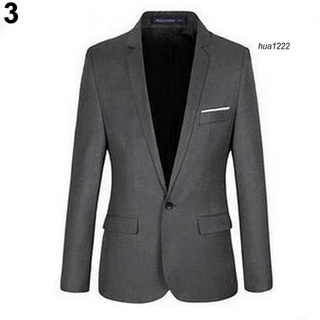Hua_hombres moda Slim Fit Formal un botón traje Blazer abrigo chamarra Outwear Top (5)