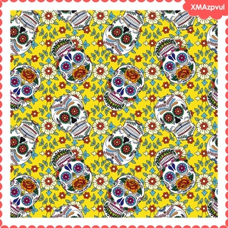 [xmazpvul] Floral Skull Printed Cotton Fabric Set for Quilting Fabric DIY Sewing Cloth Patchwork Cloth Making Accessories