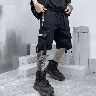 2021 pantalones cortos de verano Pantalones de carga Hombres Harajuku Moda Streetwear Hip Hop Hop Punk Pantalones Ribbon Techwear Deporte Ropa militar (2)