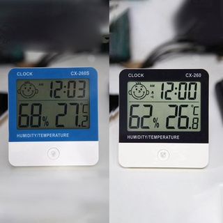 CX-260 Digital temperatura higrómetro humedad reloj grande LCD medidor de humedad electrónico, retroiluminación
