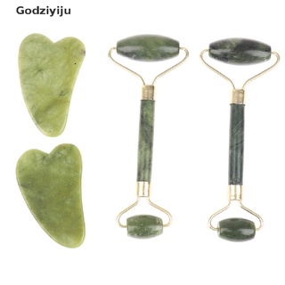 Godziyiju - rodillo de masaje de Jade Natural y tabla de Guasha, rascador de piedra, masajeador Facial