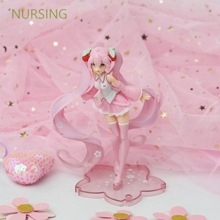 lactancia lindo miku hatsune niñas muñeca adornos miku figura 14cm coleccionando regalos pvc anime modelo rosa sakura figuras de acción juguetes/multicolor