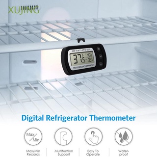 XUJING Magnetic Freezer Thermometer LCD Display Fridge Temperature Meter Portable Waterproof Hanging Refrigerator Refrigeration Gauge Kitchen Tool/Multicolor