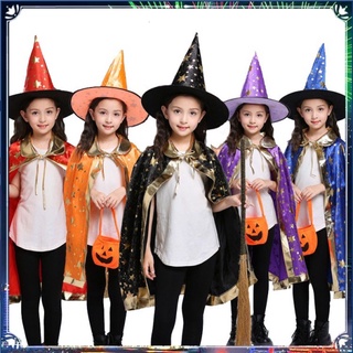 Niños disfraz de Halloween mago bruja bronceador fantasmas capa tubería