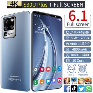 S30U Plus Teléfono Móvil Inteligente 6.1 Pulgadas Pantalla 8GB + 128GB Vista Más Amplia Desbloqueo Facial murah original smart pho