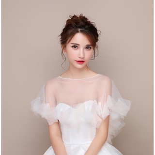 Ve-10 vestido de novia cabo bolero transparente vestido de novia superior